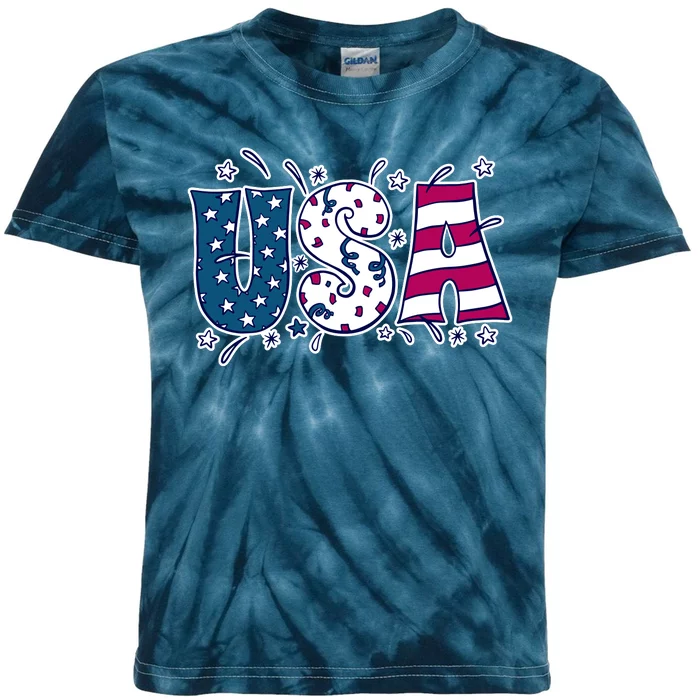 USA American Flag Celebration Kids Tie-Dye T-Shirt