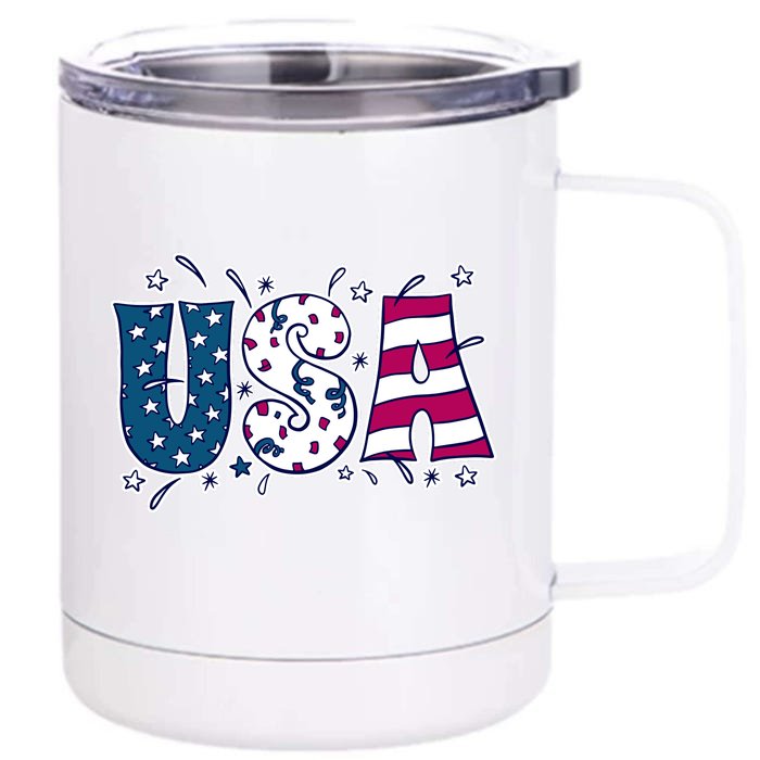 USA American Flag Celebration Front & Back 12oz Stainless Steel Tumbler Cup