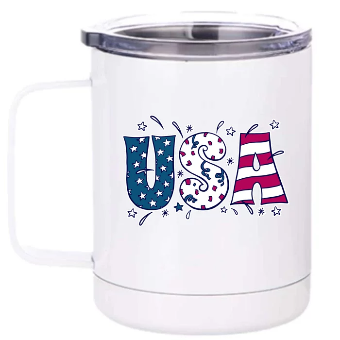 USA American Flag Celebration Front & Back 12oz Stainless Steel Tumbler Cup