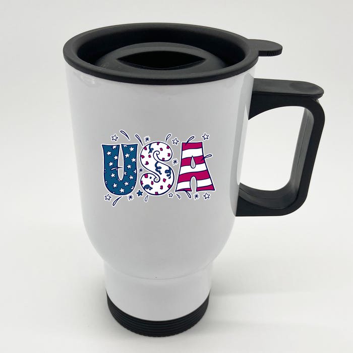 USA American Flag Celebration Front & Back Stainless Steel Travel Mug