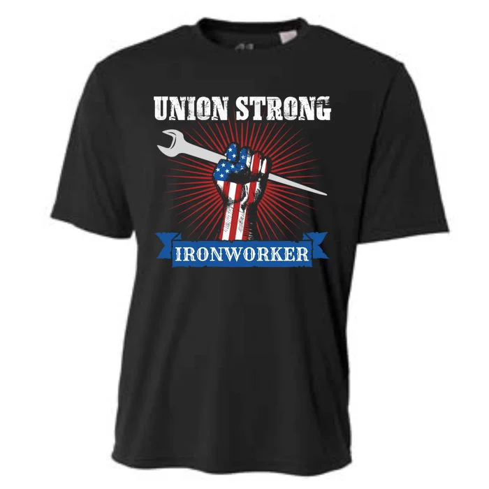 Us American Flag Of Iron Worker Union A Labor Day Celebrate Gift Cooling Performance Crew T-Shirt