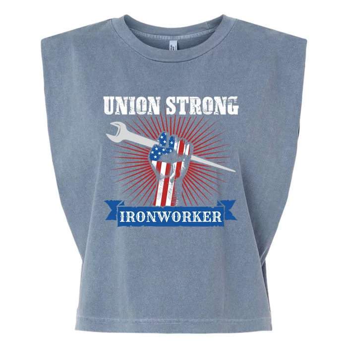 Us American Flag Of Iron Worker Union A Labor Day Celebrate Gift Garment-Dyed Women's Muscle Tee