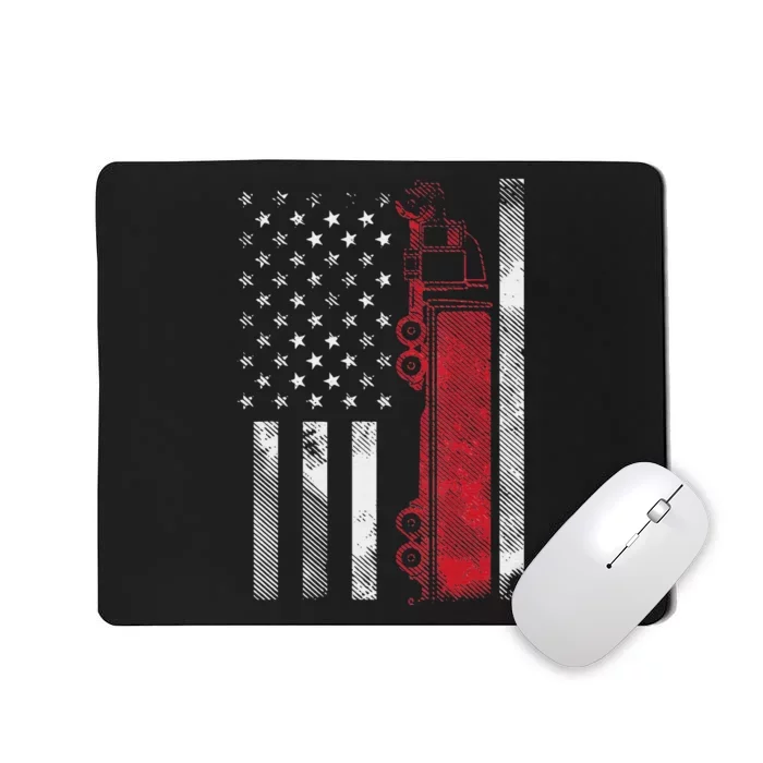 US American Flag Semi Truck Driver 18 Wheeler Trucker Gift Mousepad