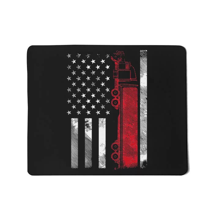 US American Flag Semi Truck Driver 18 Wheeler Trucker Gift Mousepad