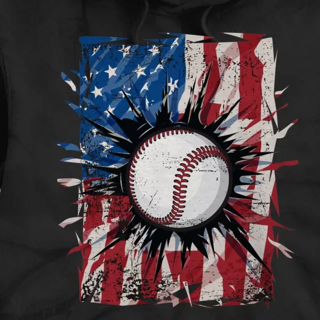 Usa American Flag Patriotic Baseball Team 4th Of July Tie Dye Hoodie