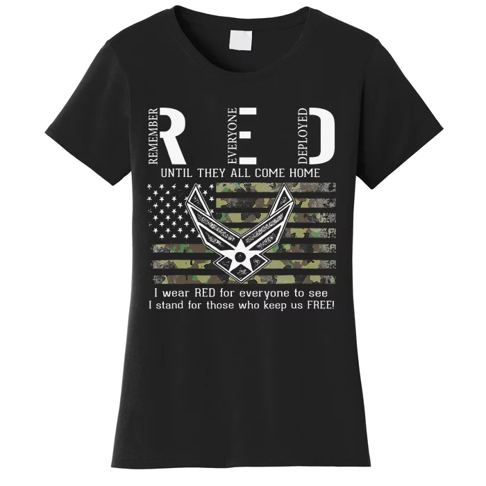 US Air Force Support RED Friday Remember Everyone Deployed Women's T-Shirt