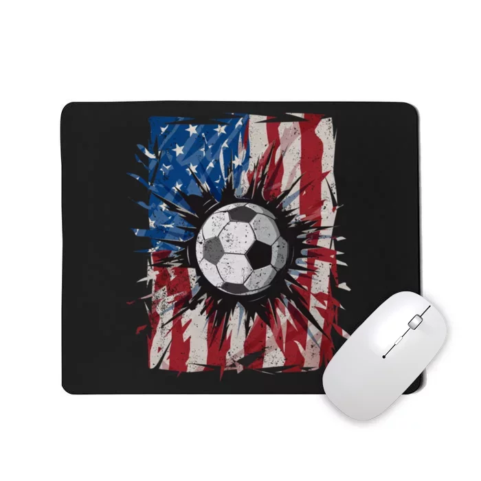 Usa American Flag Patriotic Soccer Team 4th Of July Mousepad