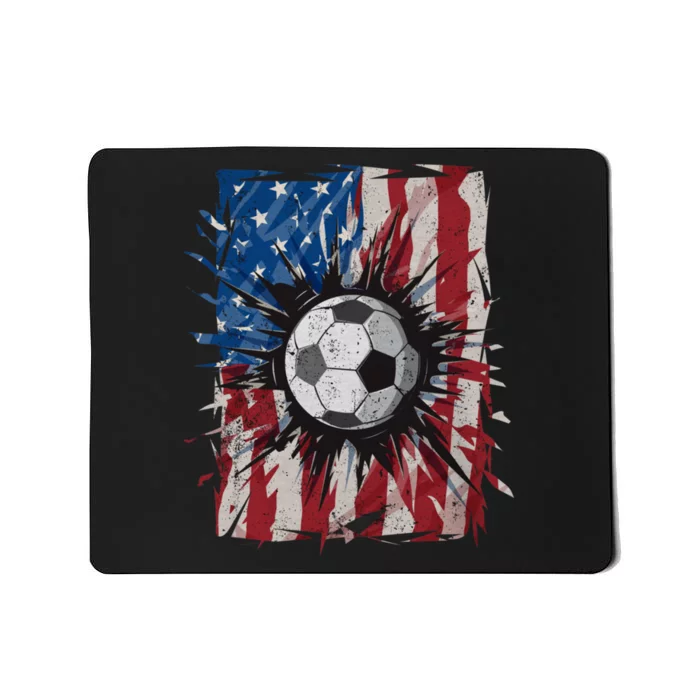 Usa American Flag Patriotic Soccer Team 4th Of July Mousepad