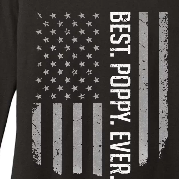 USA American Flag Best Poppy Ever Retro Fathers Day Womens CVC Long Sleeve Shirt