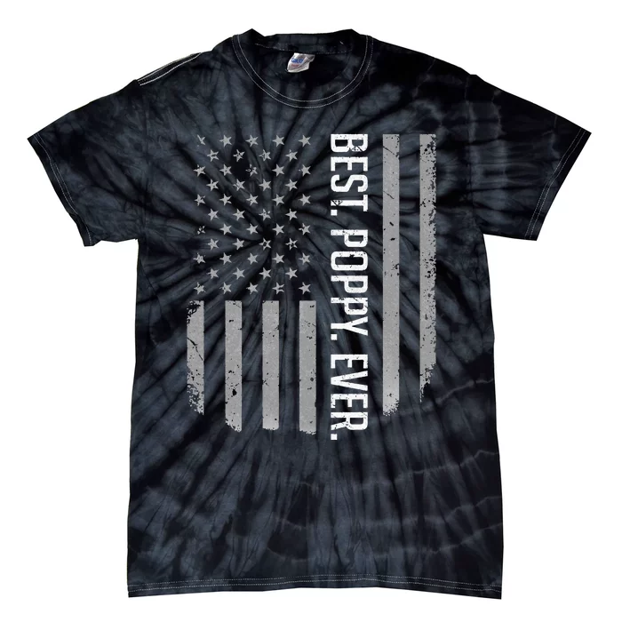 USA American Flag Best Poppy Ever Retro Fathers Day Tie-Dye T-Shirt