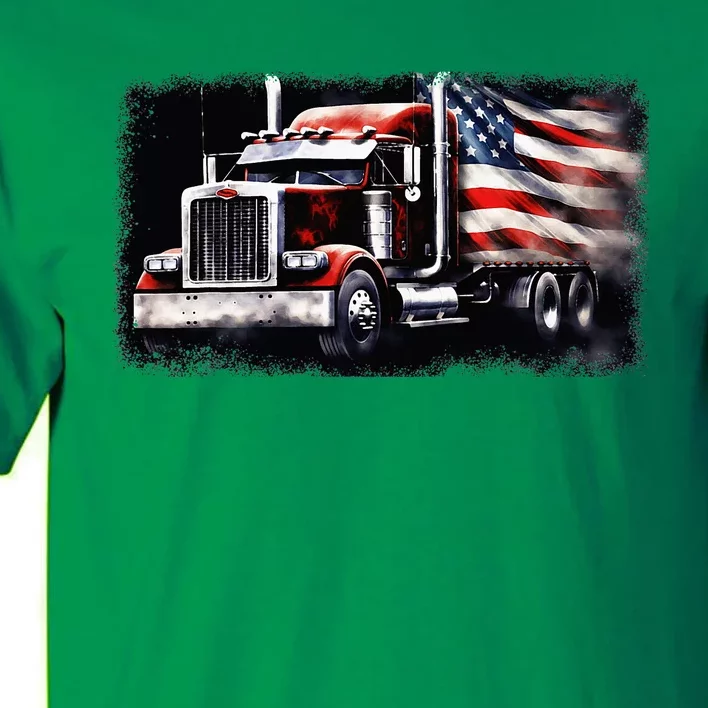 Us American Flag Semi Truck Driver Trucker Tall T-Shirt