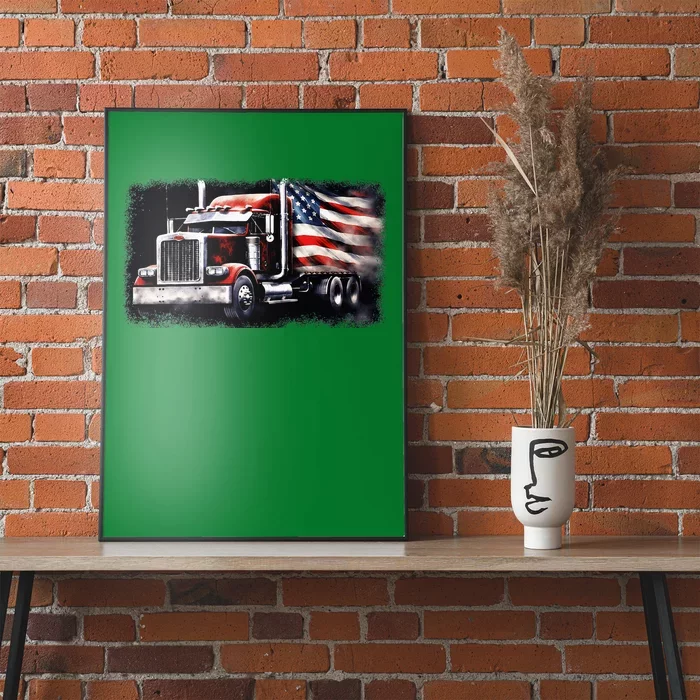 Us American Flag Semi Truck Driver Trucker Poster