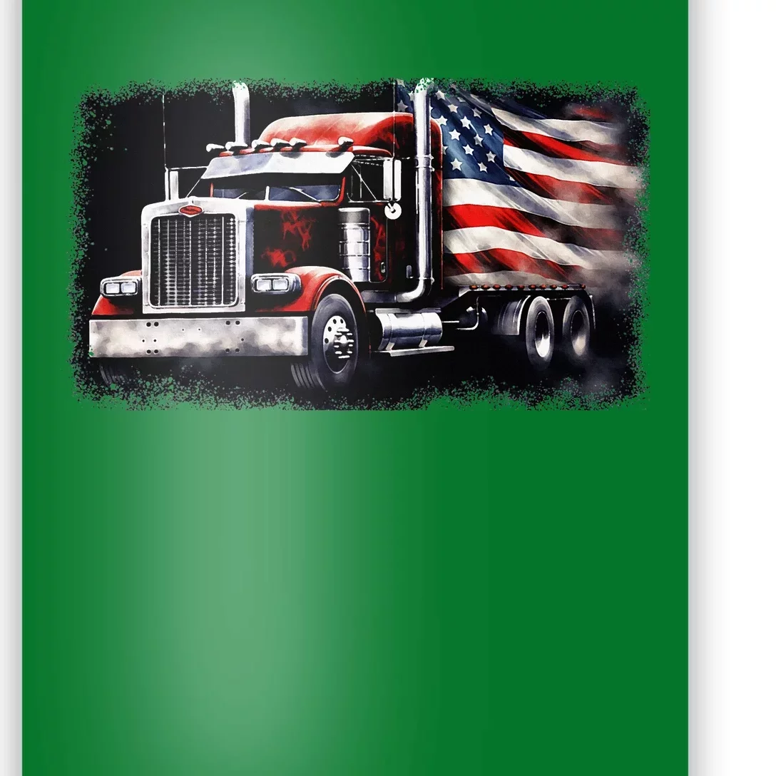 Us American Flag Semi Truck Driver Trucker Poster