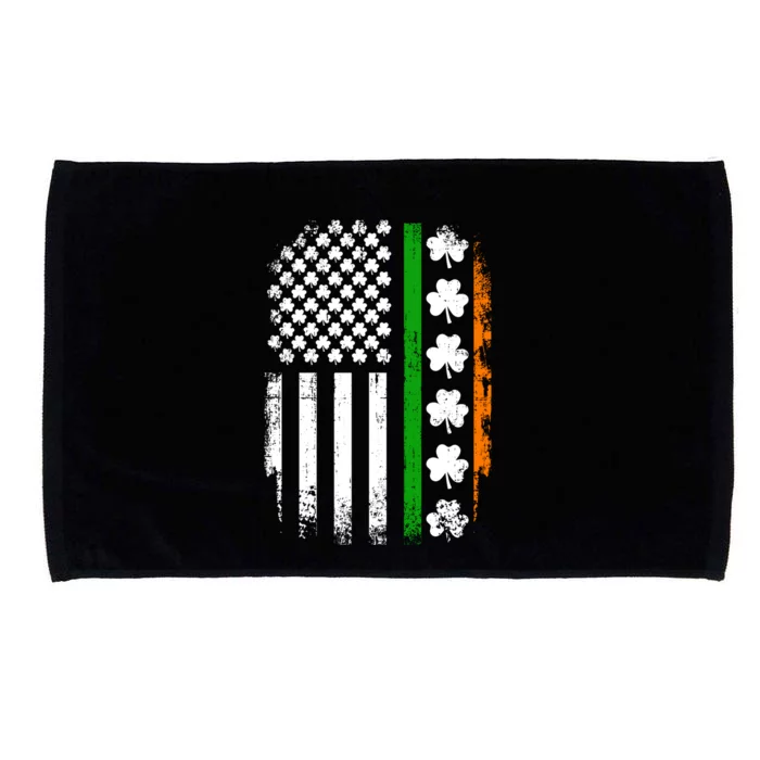 US American Flag With Shamrocks For St Patricks Day Microfiber Hand Towel