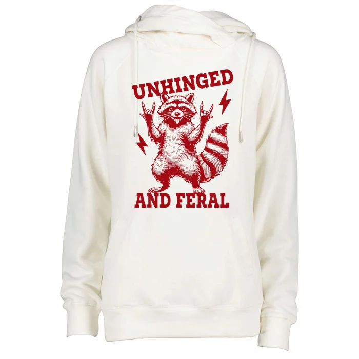 Unhinged And Feral Raccoon Womens Funnel Neck Pullover Hood