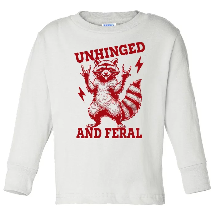 Unhinged And Feral Raccoon Toddler Long Sleeve Shirt