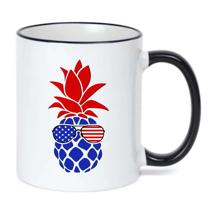 USA American Flag Sunglasses Pineapple Black Color Changing Mug