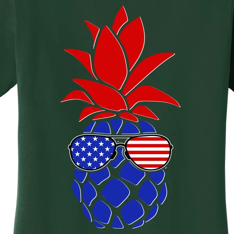 USA American Flag Sunglasses Pineapple Women's T-Shirt