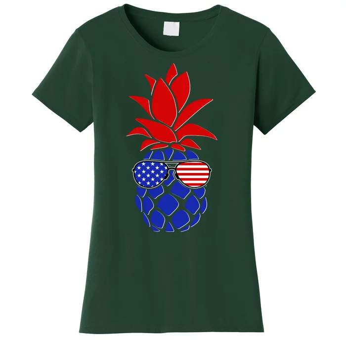 USA American Flag Sunglasses Pineapple Women's T-Shirt