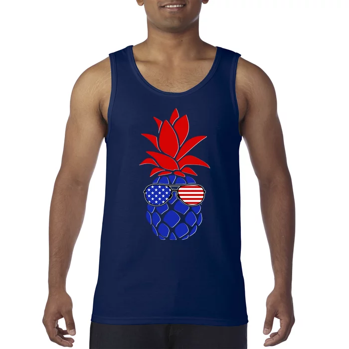 USA American Flag Sunglasses Pineapple Tank Top