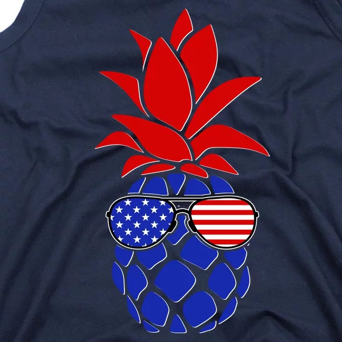 USA American Flag Sunglasses Pineapple Tank Top