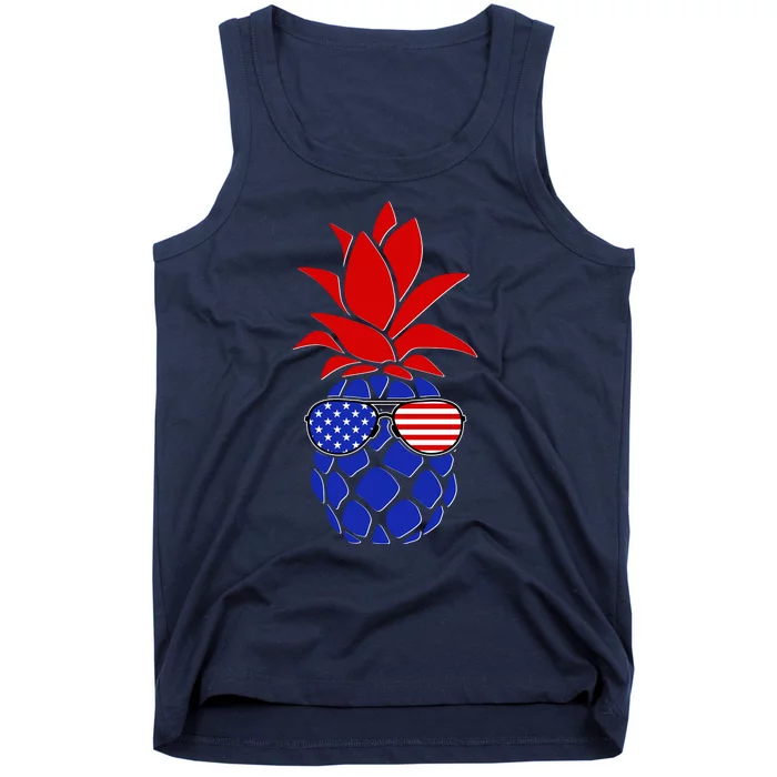 USA American Flag Sunglasses Pineapple Tank Top