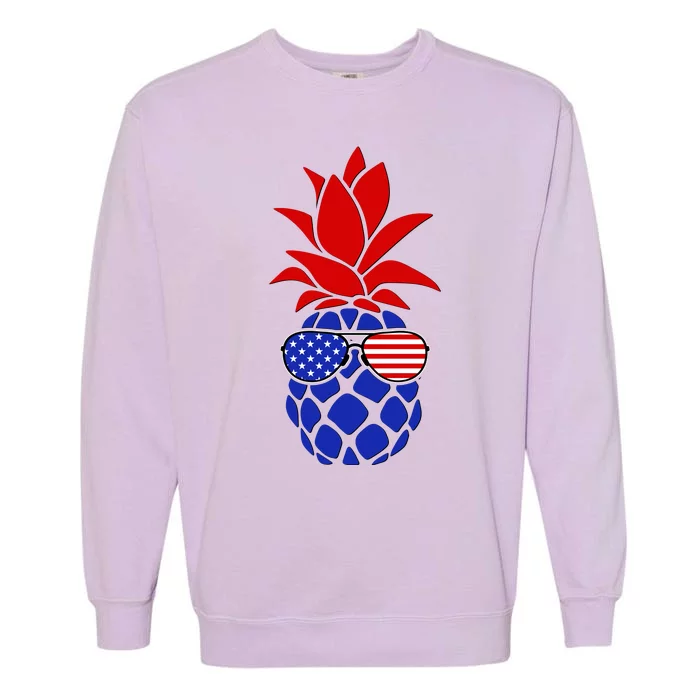 USA American Flag Sunglasses Pineapple Garment-Dyed Sweatshirt