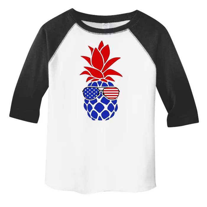 USA American Flag Sunglasses Pineapple Toddler Fine Jersey T-Shirt