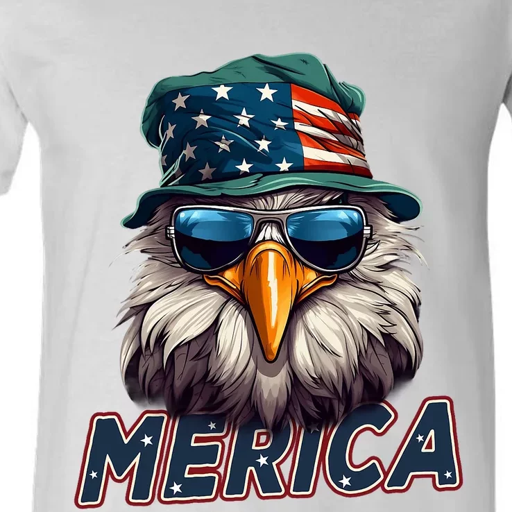 Usa American Flag Patriotic Eagle 4th Of July V-Neck T-Shirt