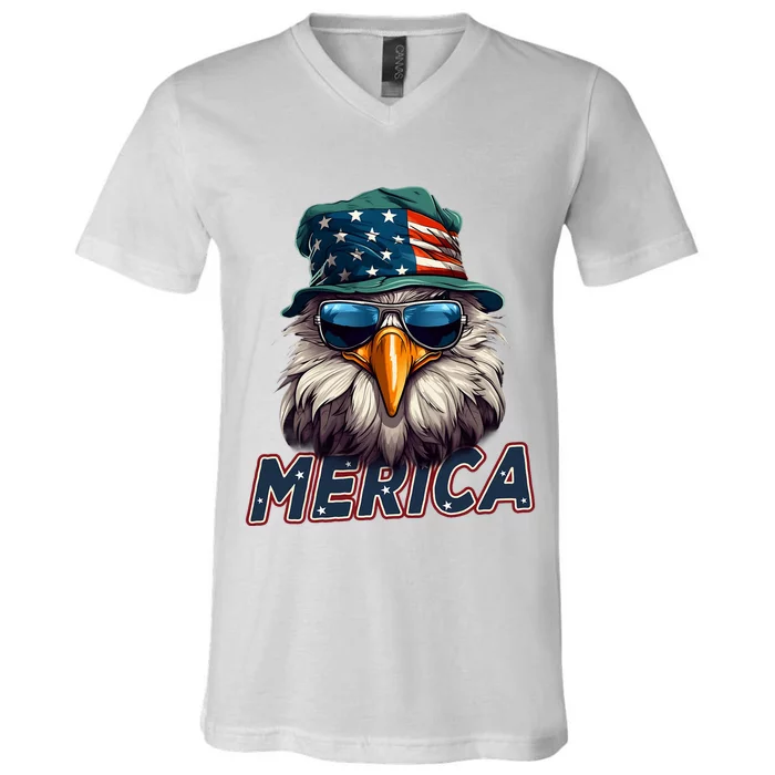 Usa American Flag Patriotic Eagle 4th Of July V-Neck T-Shirt