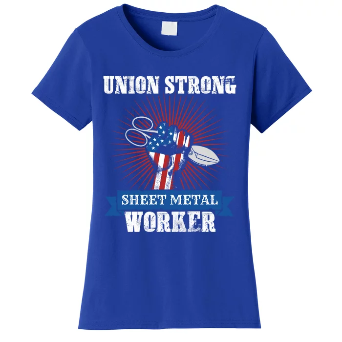 Us American Flag Of A Patriotic Sheet Metal Worker Union Cool Gift Women's T-Shirt