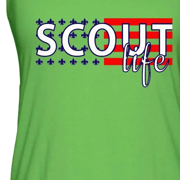 Us America Flag Scout Life Ladies Essential Flowy Tank