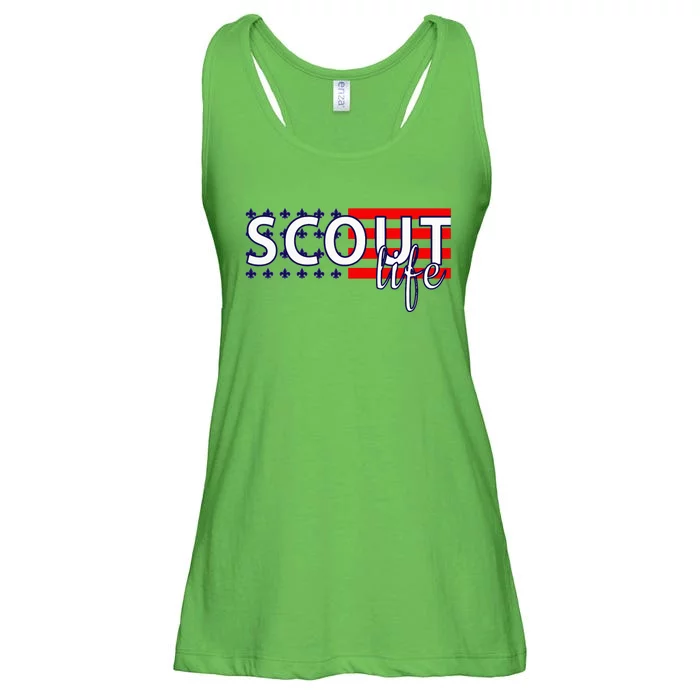 Us America Flag Scout Life Ladies Essential Flowy Tank