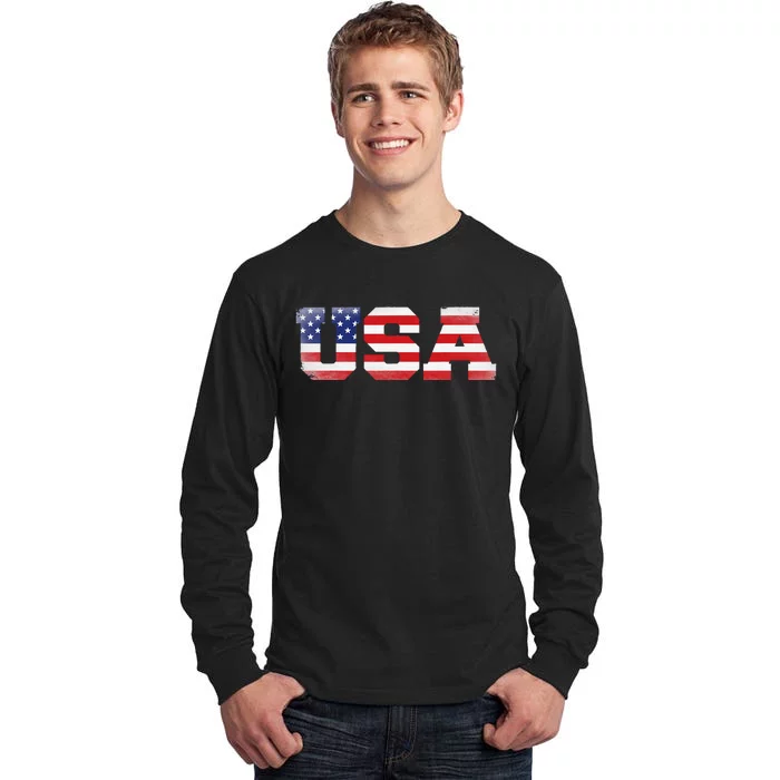 Us America Flag Tall Long Sleeve T-Shirt