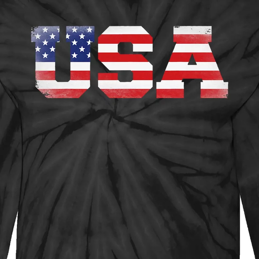 Us America Flag Tie-Dye Long Sleeve Shirt