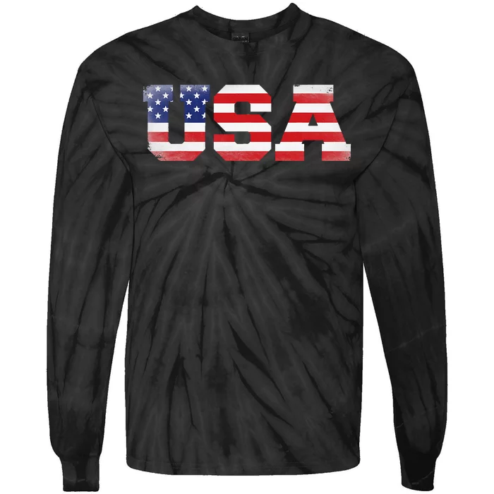 Us America Flag Tie-Dye Long Sleeve Shirt