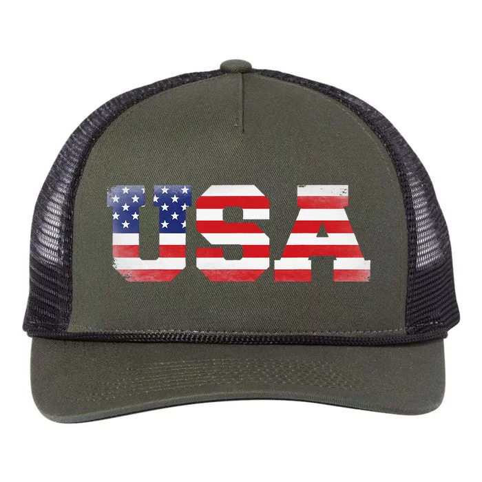 Us America Flag Retro Rope Trucker Hat Cap