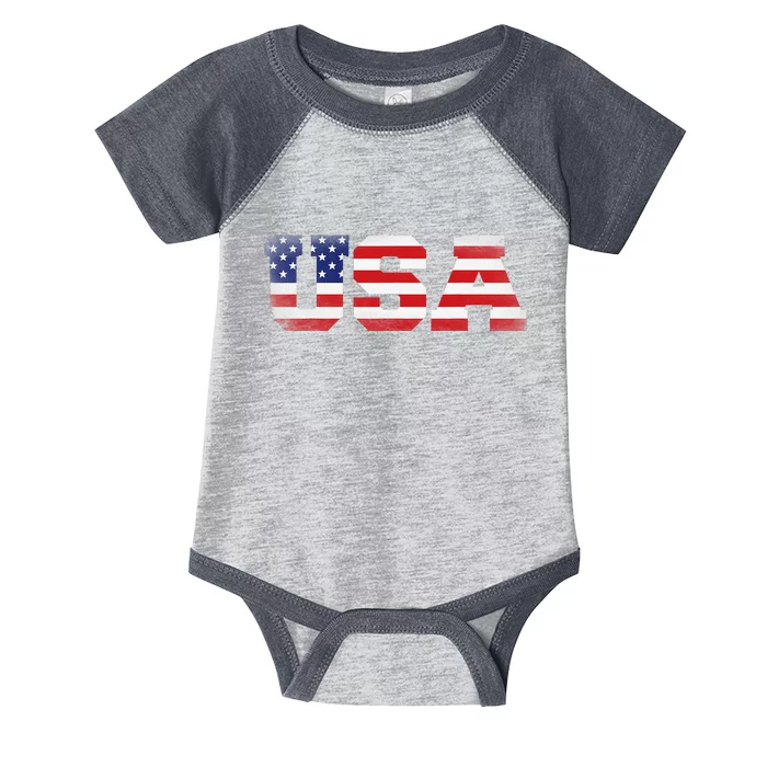 Us America Flag Infant Baby Jersey Bodysuit