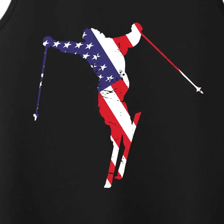 Usa American Flag Snow Skiing Graphic Ski Lover Gift Performance Tank