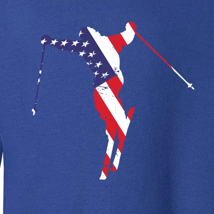 Usa American Flag Snow Skiing Graphic Ski Lover Gift Toddler Sweatshirt