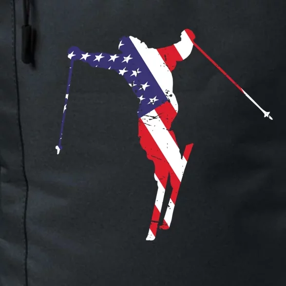 Usa American Flag Snow Skiing Graphic Ski Lover Gift Daily Commute Backpack