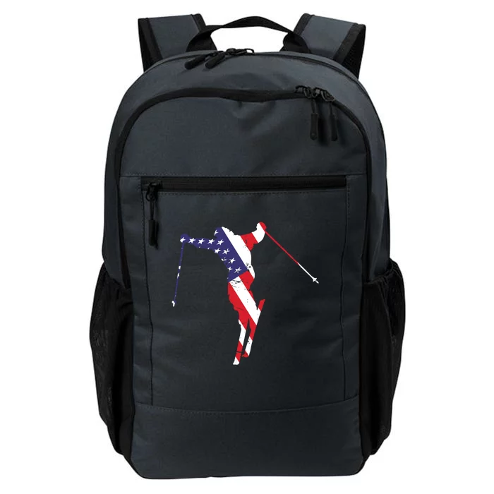 Usa American Flag Snow Skiing Graphic Ski Lover Gift Daily Commute Backpack