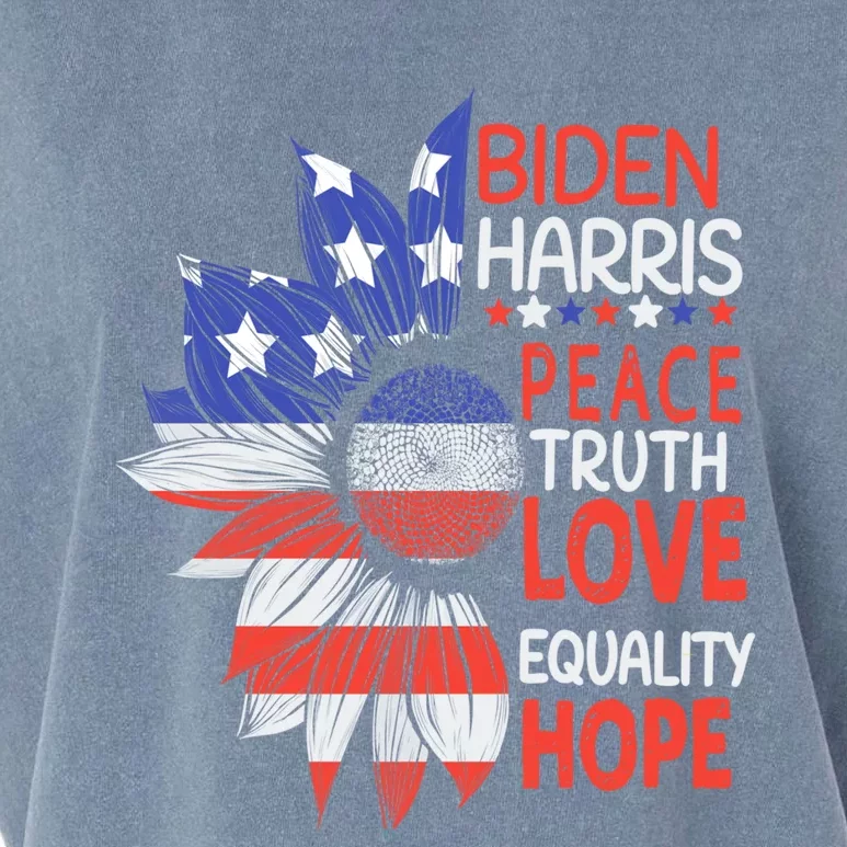 Us America Flag Biden Harris Peace Truth Love Equality Hope Great Gift Garment-Dyed Women's Muscle Tee