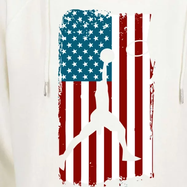 Us American Flag Basketball Patriotic Athlete Print Gift Womens Funnel Neck Pullover Hood