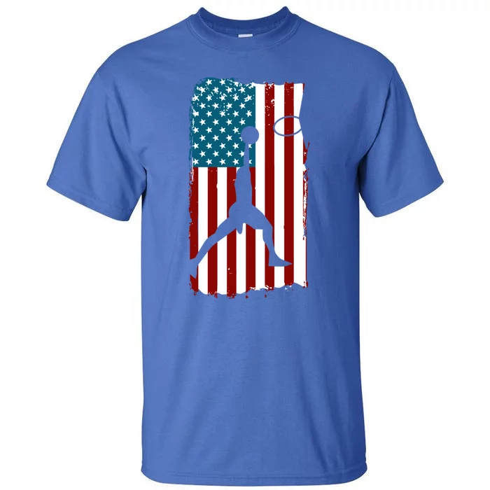 Us American Flag Basketball Patriotic Athlete Print Gift Tall T-Shirt