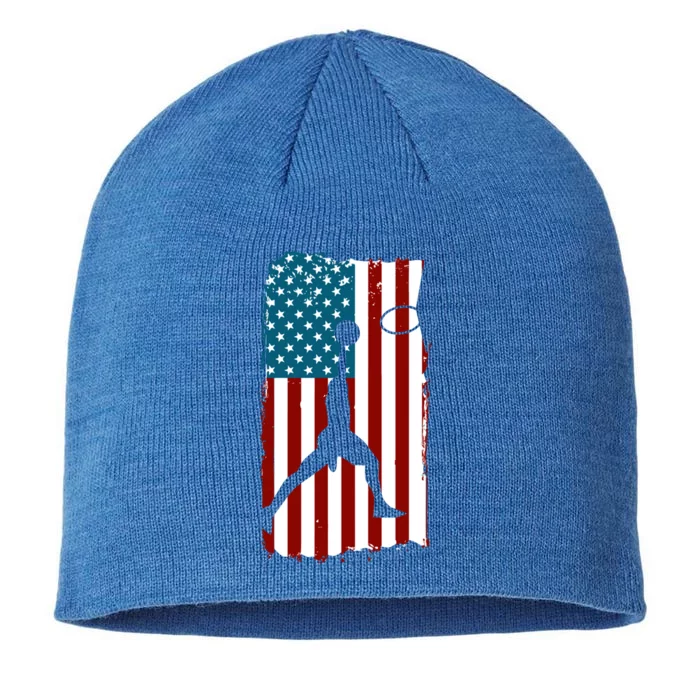 Us American Flag Basketball Patriotic Athlete Print Gift 8 1/2in Sustainable Knit Beanie