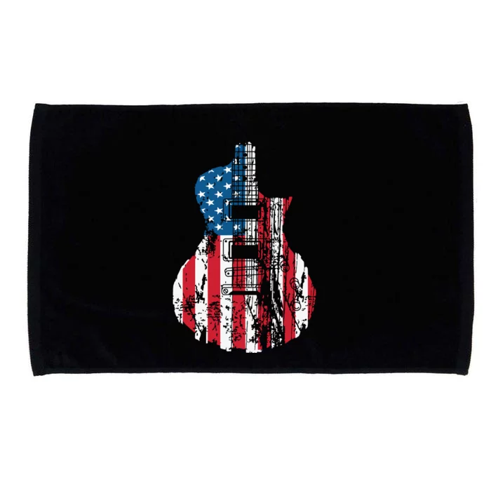 US American Flag Guitar Musician Distressed Guitars Vintage Microfiber Hand Towel