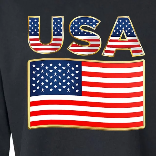 USA American Flag United States US Patriotic Cropped Pullover Crew