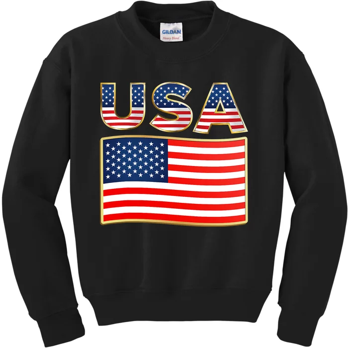 USA American Flag United States US Patriotic Kids Sweatshirt