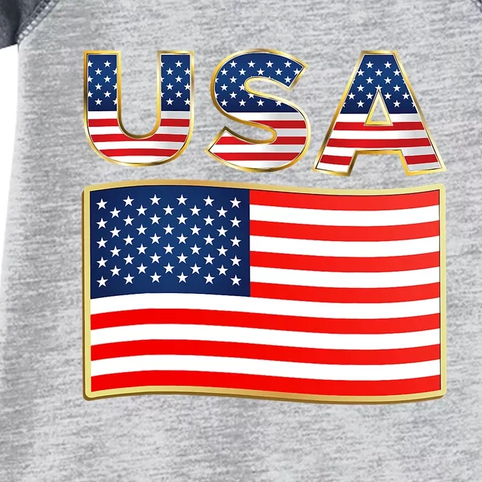 USA American Flag United States US Patriotic Infant Baby Jersey Bodysuit